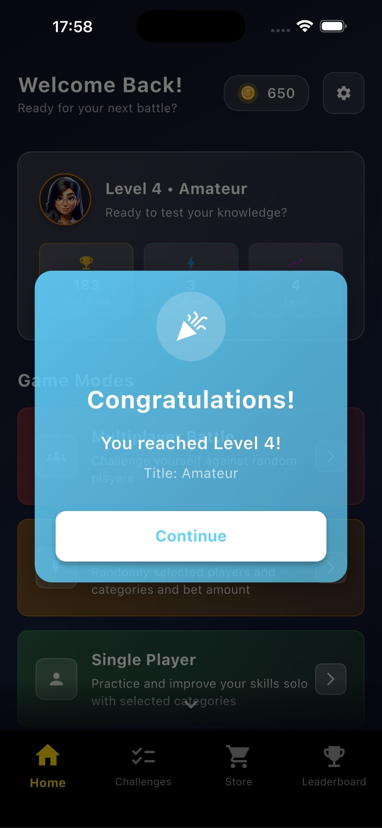 Level Up Achievement